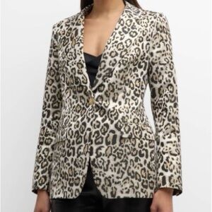 The Marcie Single-Button Jacquard Blaze Leopard Print Blazer Elie Tahari NWT